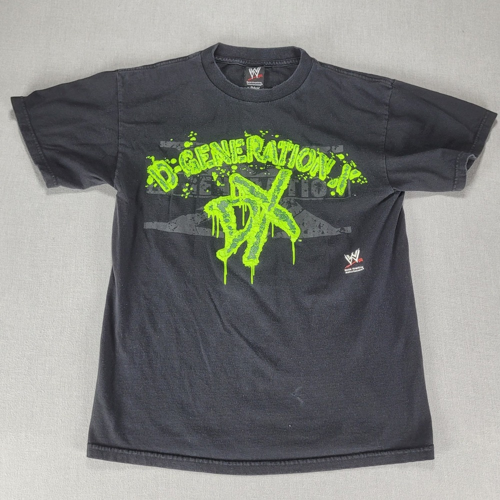 VTG WWE 2007 D Generation X DX Puff Print Black Green T-shirt Size Youth Medium